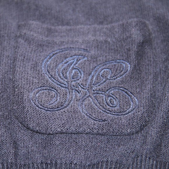 JUICY COUTURE Navy Blue Cotton Cashmere Cardigan Sweater Crown Button Front Sz S - Picture 5 of 8